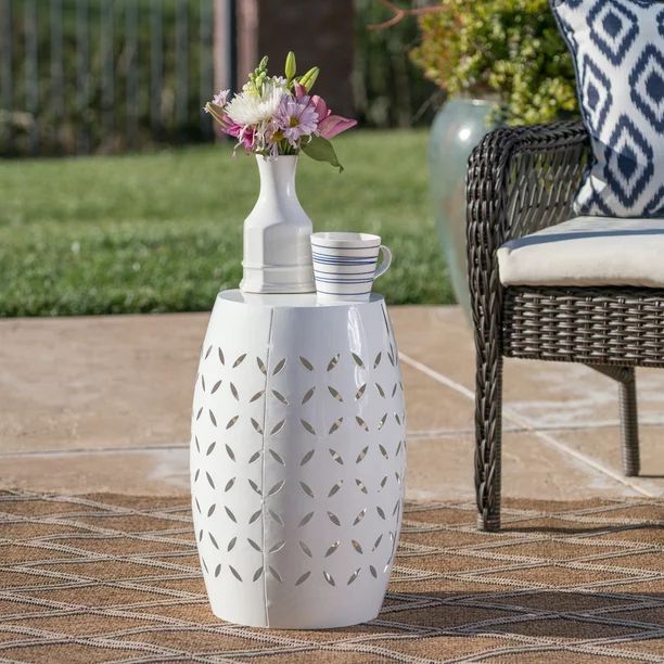 Michelle Outdoor 12" Iron Side Table, White | Walmart (US)