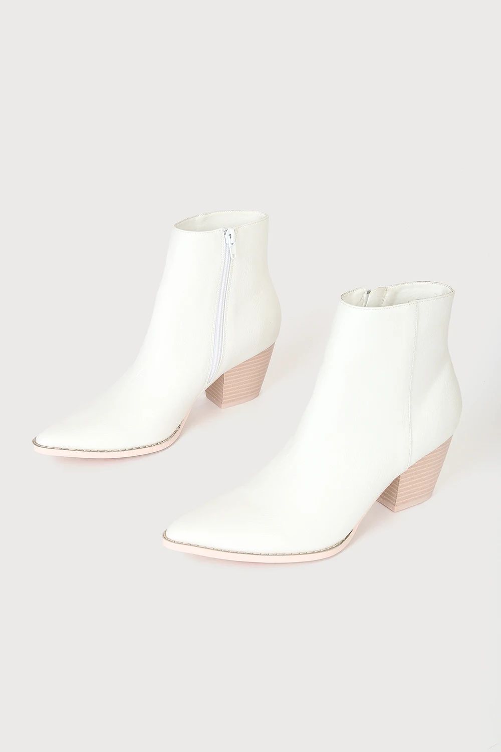 Spirit White and Blonde Pointed Toe Ankle Booties | Lulus (US)