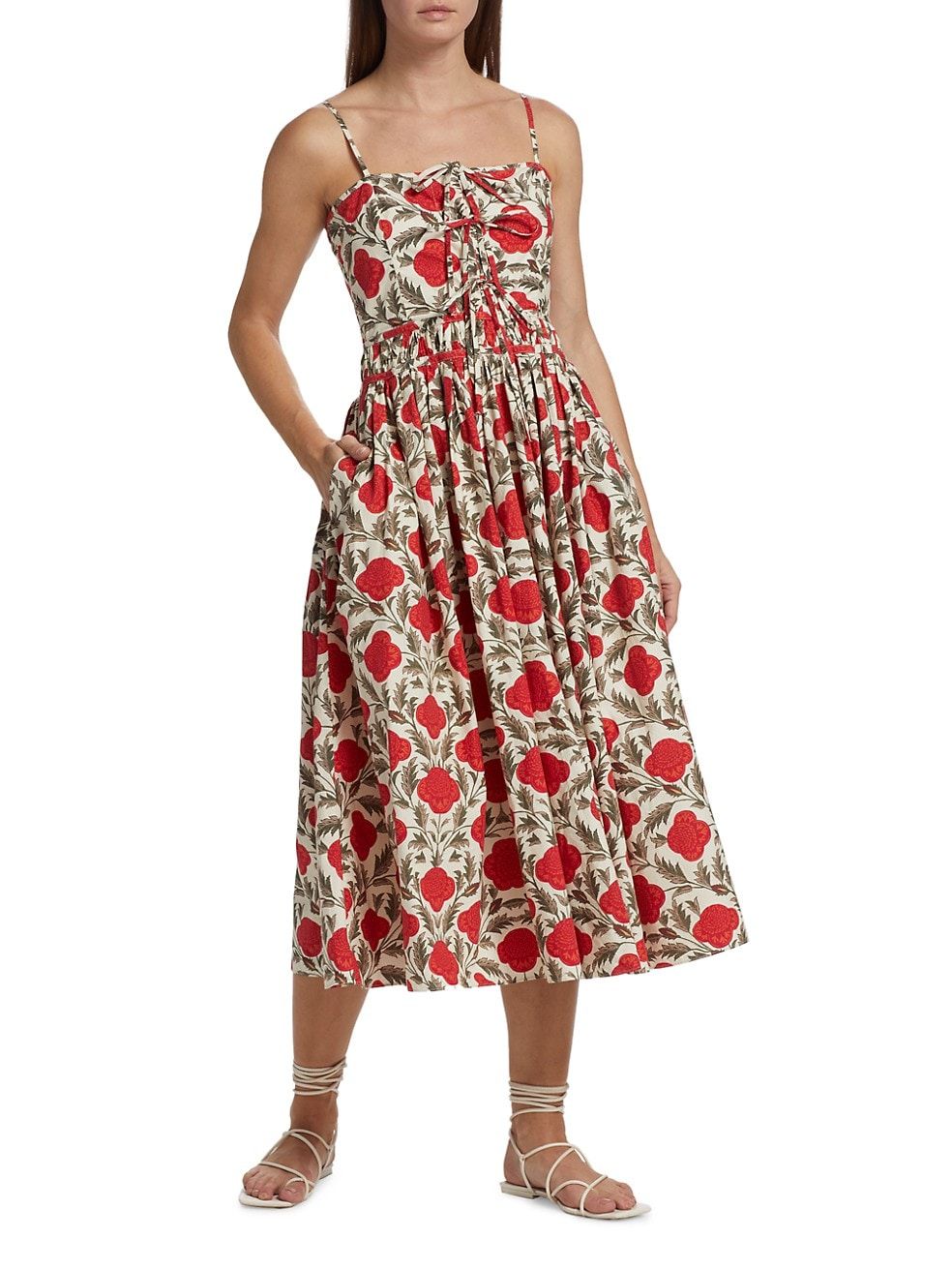RHODE Katrina Floral Print Cotton Midi-Dress | Saks Fifth Avenue