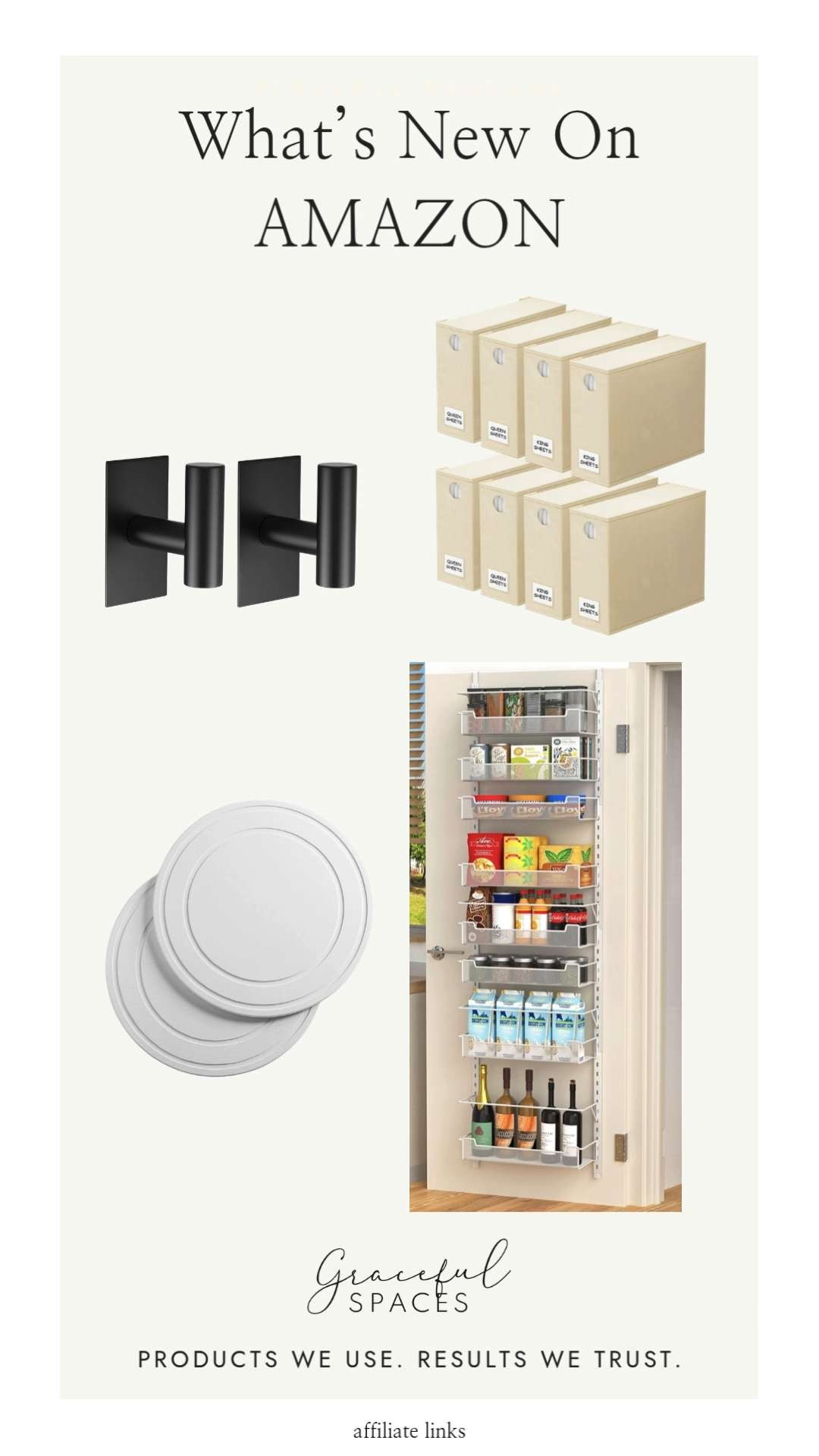 Amazon finds from last week's projects - Adhesive Wall Hooks, perfect for towels inside and out.  The exact bed sheet organizers Christina uses in her house.  Elevated ceramic plant saucers.  And an easy to use over-the-door pantry organizer that we used in a child's room to maximize storage! 

 #LTKHome