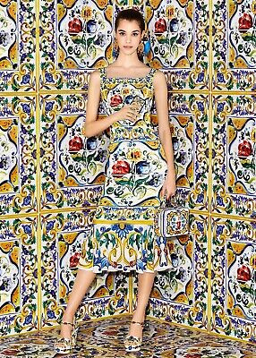 $2.6K Dolce Gabbana Majolica Tile print dress sz 50 14 XL  | eBay | eBay US