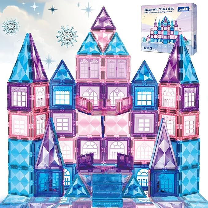 Little Pi 102pcs Frozen Princess Castle Magnetic Tiles Building Blocks - 3D Diamond Blocks, STEM ... | Amazon (US)