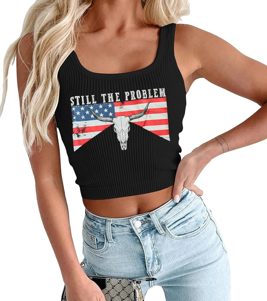 Country Concert Outfits for Women Western Bull Skull Graphic Tshirt Nashville Crop Top Summer Cou... | Amazon (US)