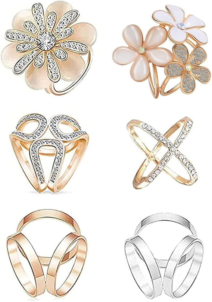 123Arts 6pcs Women Scarf Rings Fashion Faux Pearl Rhinestone Buckle Clips | Amazon (US)