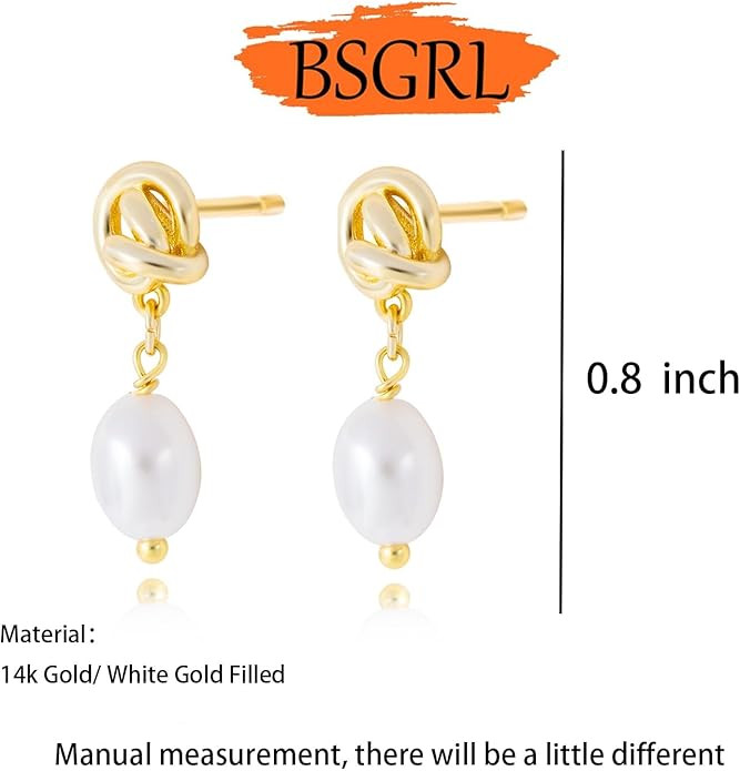 Pearl Earrings-14K Gold Plated Dainty Pearl Huggie Small Hoop Drop Dangle Earrings for Women Brid... | Amazon (US)