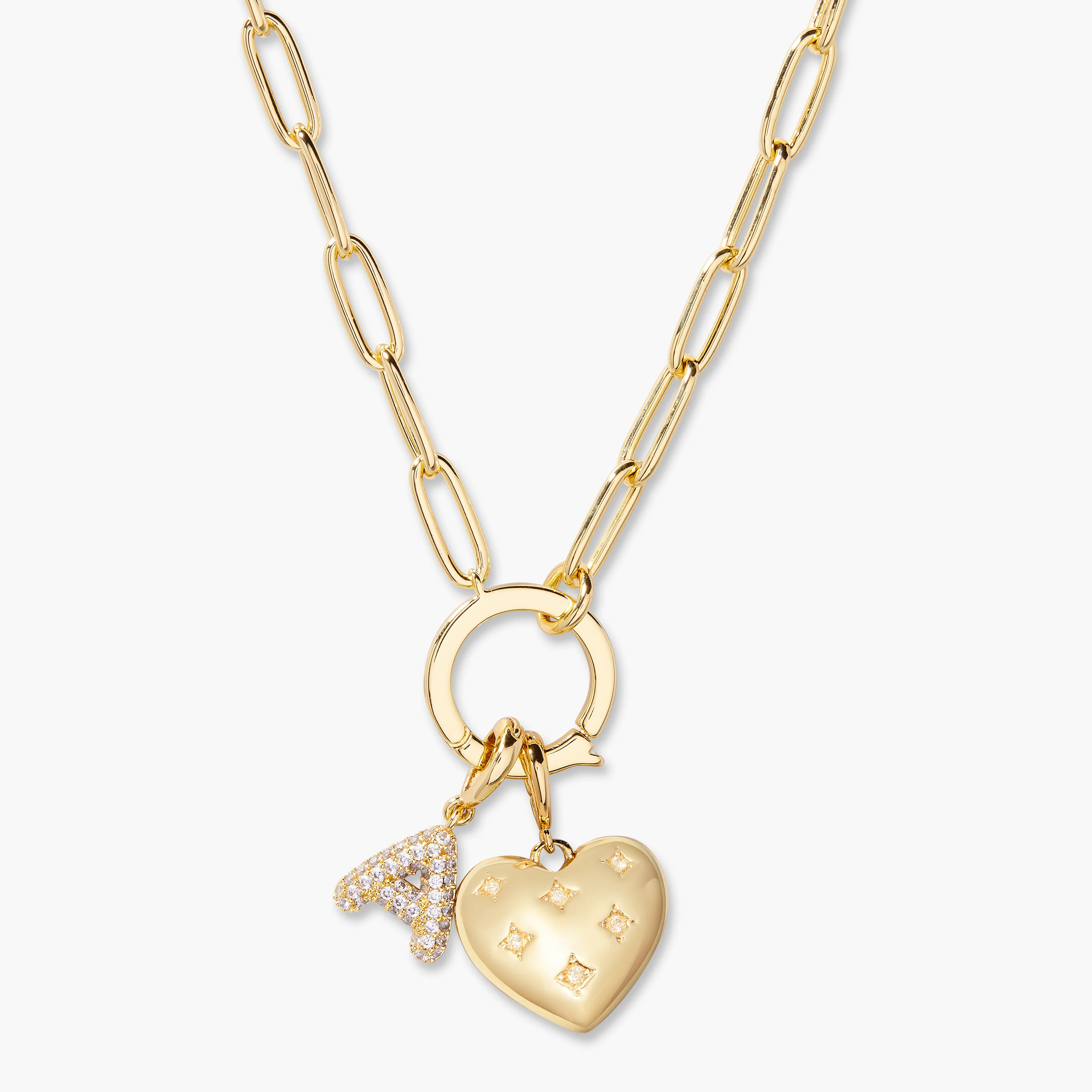 Lillian Initial Heart Charm Necklace | Brook and York