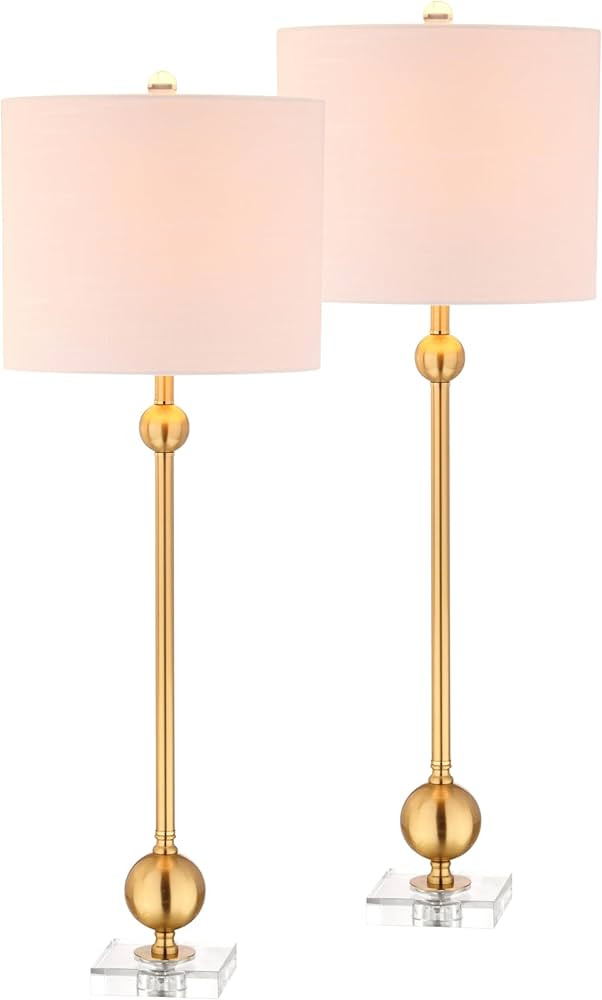 JONATHAN Y 34.75" Brass Metal LED Table Lamp Set of 2 with Crystal Base, Mid-Century Modern Sputn... | Amazon (US)