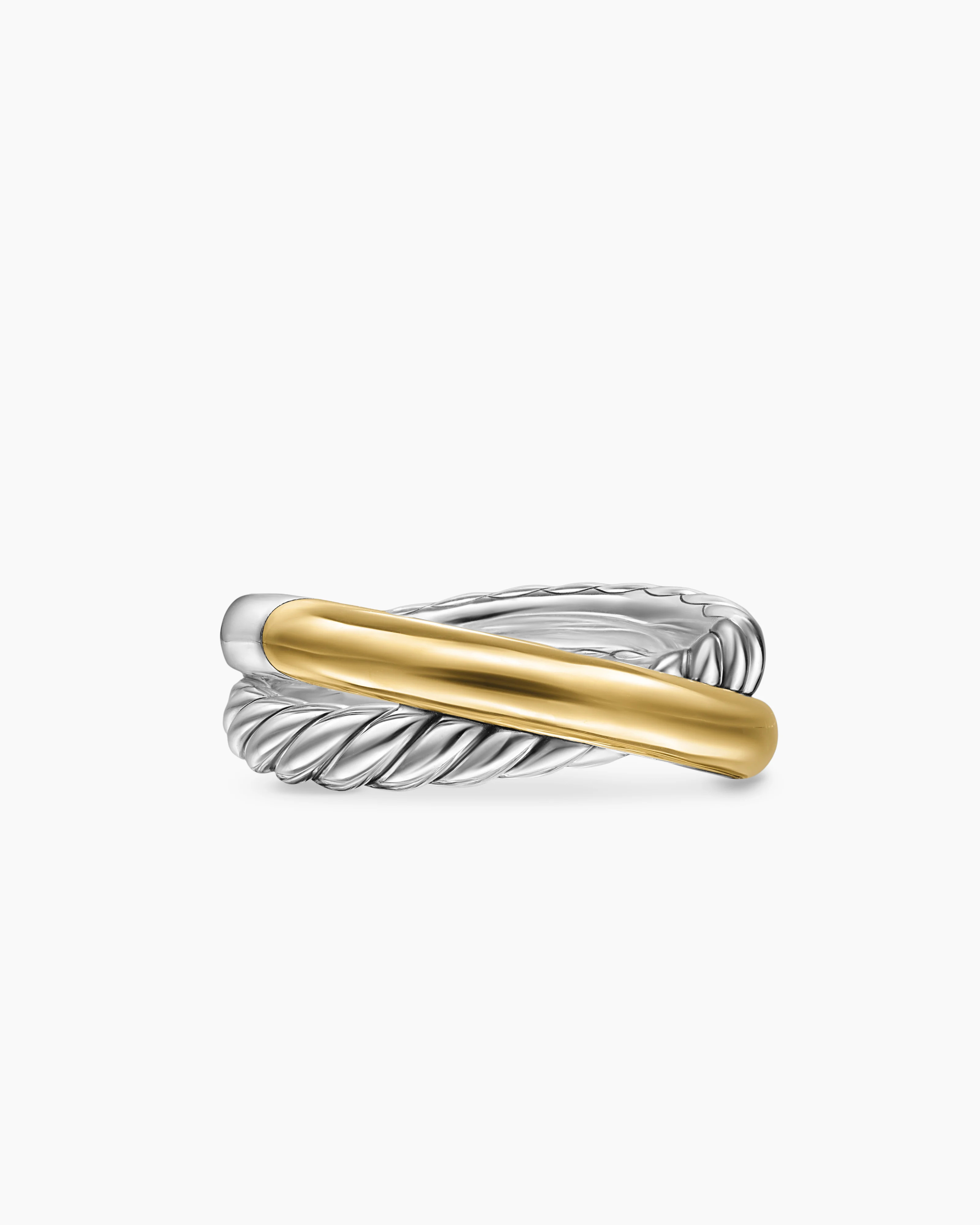 David Yurman | Crossover Two Row Ring in Sterling Silver with 14K Yellow Gold, 7.4mm | David Yurman