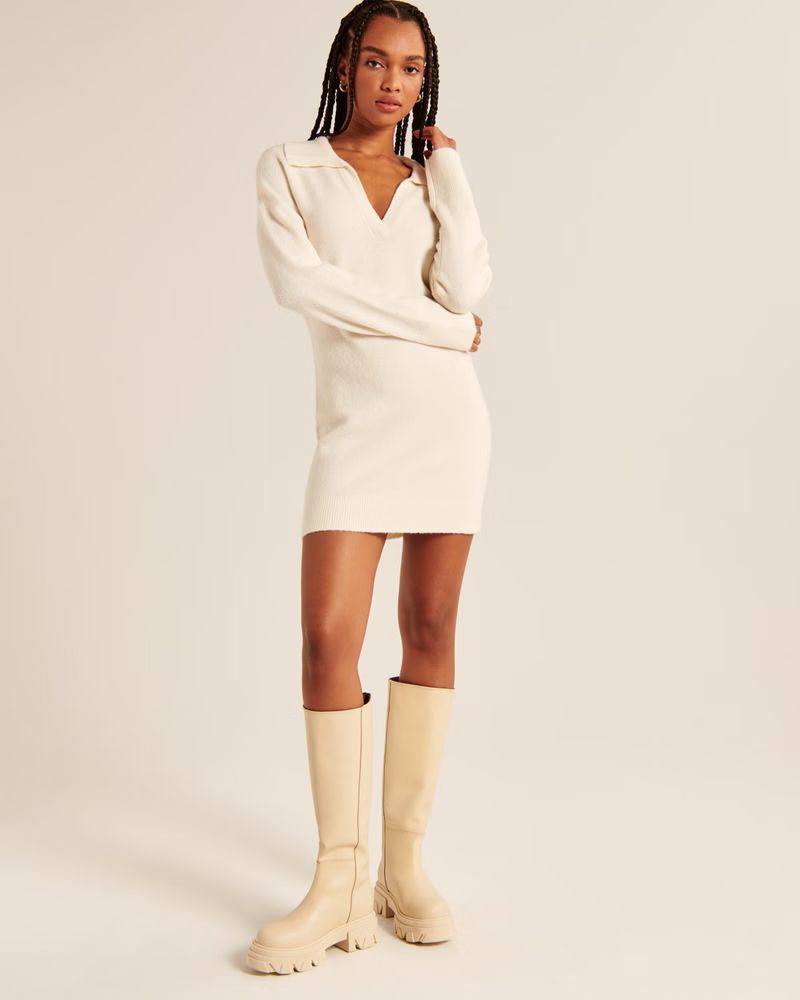 Collared Easy Mini Sweater Dress | Abercrombie & Fitch (US)