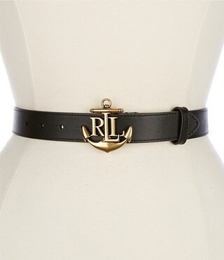 Lauren Ralph Lauren 1" Anchor-Logo Skinny Leather Belt | Dillard's | Dillard's