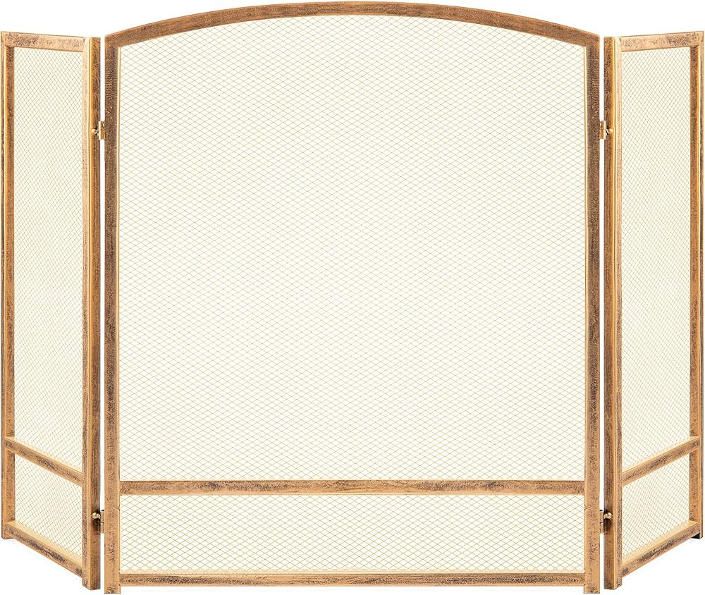 Best Choice Products 54.25x30.25in 3-Panel Simple Steel Mesh Fireplace Screen, Fire Spark Guard G... | Amazon (US)
