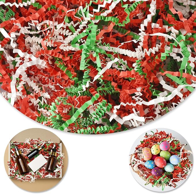 Christmas Crinkle Paper Filler, 1/2LB(8 oz) Shredded Paper For Gift Baskets, White bridesmaid pro... | Amazon (US)