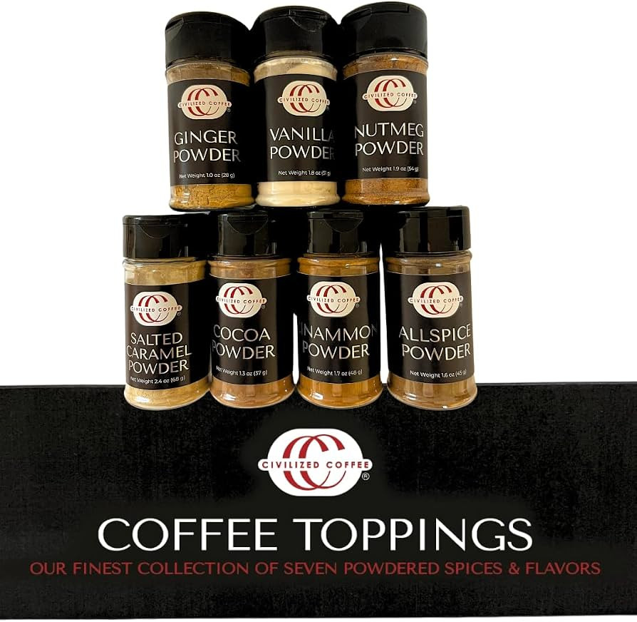 Civilized Coffee Premium Coffee Toppings Gift Box Assortment of Seven Powdered Coffee Spices & Fl... | Amazon (US)
