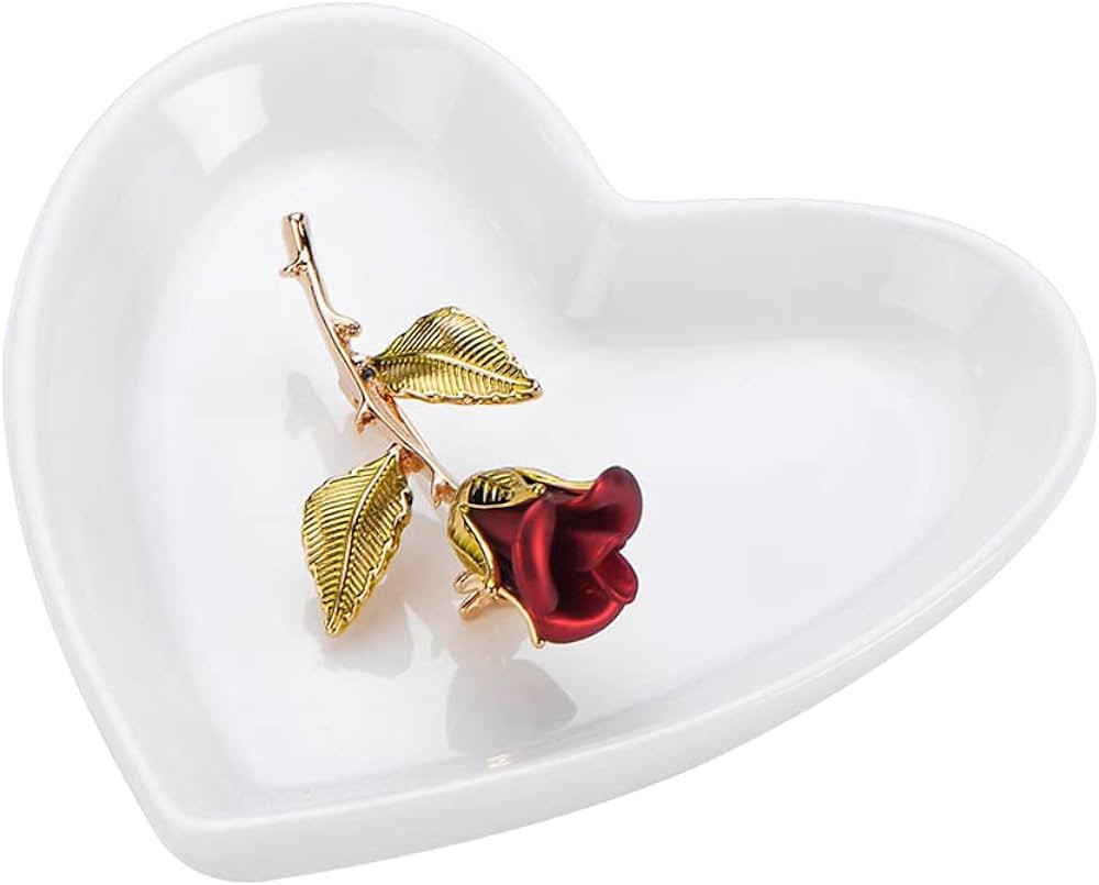 JAMEND CLXP Blank Engagement Wedding Ring Dish for Newlyweds, Heart Shaped Home Decor, Ceramic Je... | Amazon (US)