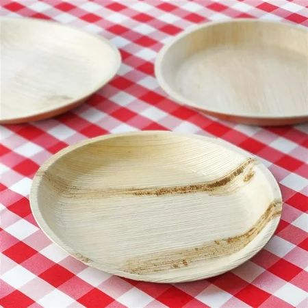 BalsaCircle 25 pcs 10-Inch Natural Palm Leaf Round Plates - Disposable Wedding Party Catering Tablew | Walmart (US)