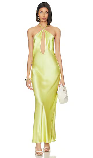 Irena Silk Midi Dress in Chartreuse | Revolve Clothing (Global)