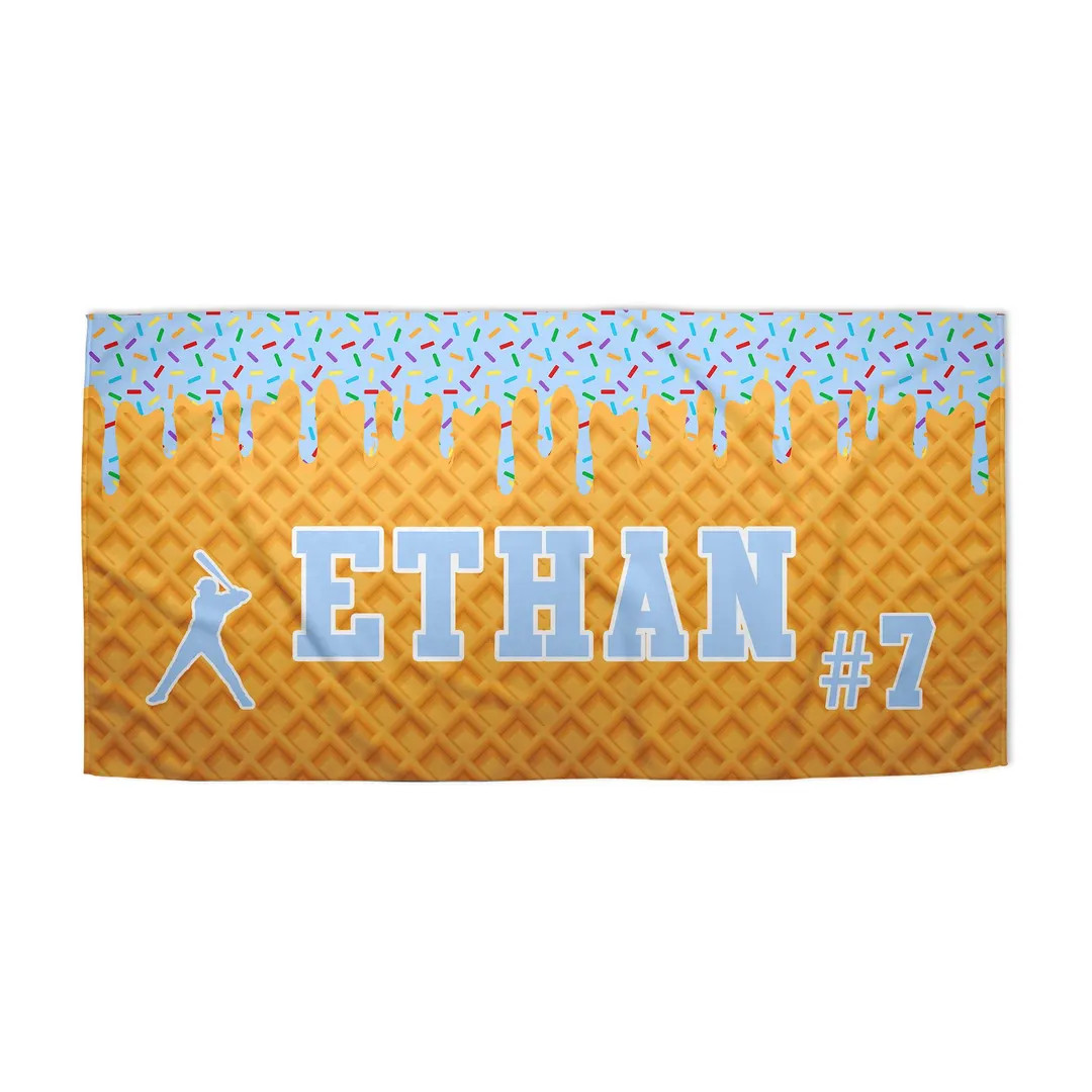 Personalized Ice Cream Drip Baseball Beach Towel for Boys, Drip Beach Towel, Pool Towel, Boys Bir... | Etsy (US)