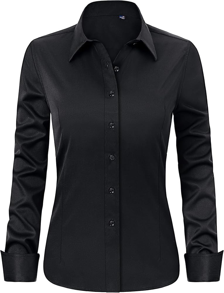 J.VER Womens Dress Shirts Long Sleeve Button Down Shirt Wrinkle-Free Business Casual Blouse Offic... | Amazon (US)