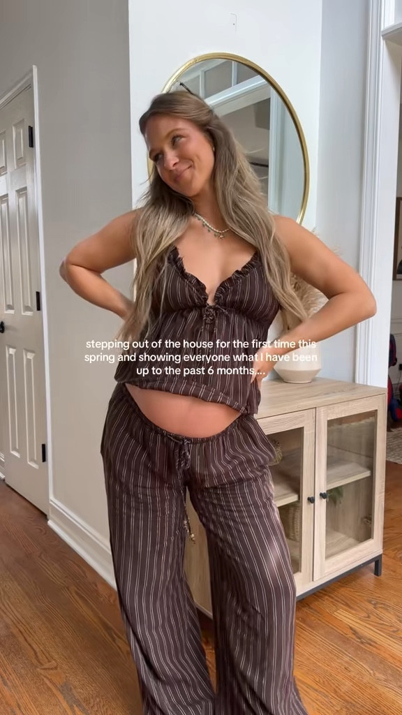 OOTD 26 weeks pregnant!!! Wearing smalls in both the tops and bottoms! The top is adjustable straps and ties in the front  

#LTKootd #LTKmomlife #LTKBump