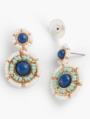 Seed-Bead Disc Drop Earrings | Talbots