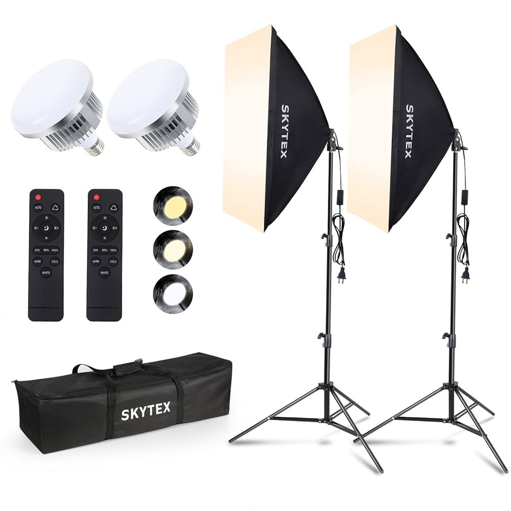 Skytex Softbox Lighting Kit(2Pack), 20x28in Soft Box | 85W 2700-6400K E27 LED Bulb Continuous Pho... | Amazon (US)