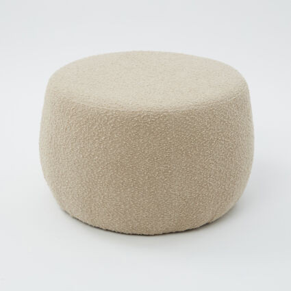 Cream Teddy Drum Shape Stool 32x55cm | TK Maxx