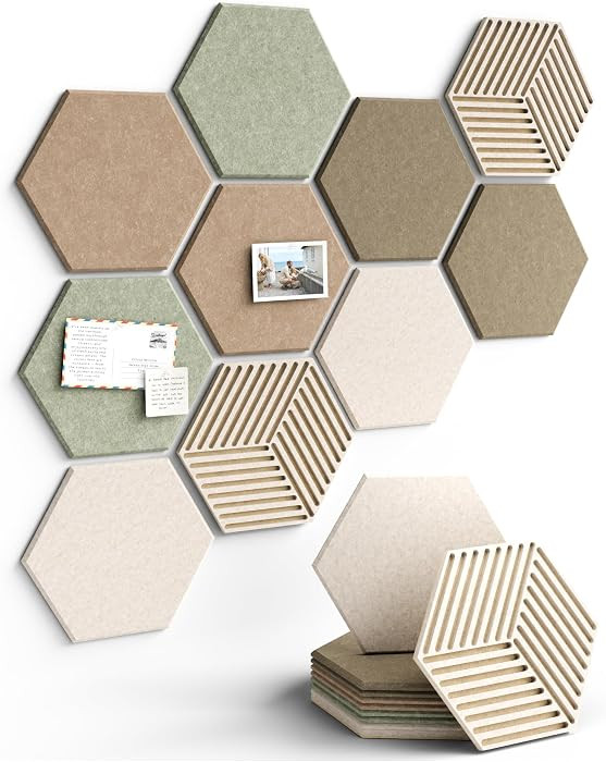 Hexagon Cork Board Alternative for Walls Decor-10-Pack Felt Bulletin Board Tiles,with 30 Pushpins... | Amazon (US)
