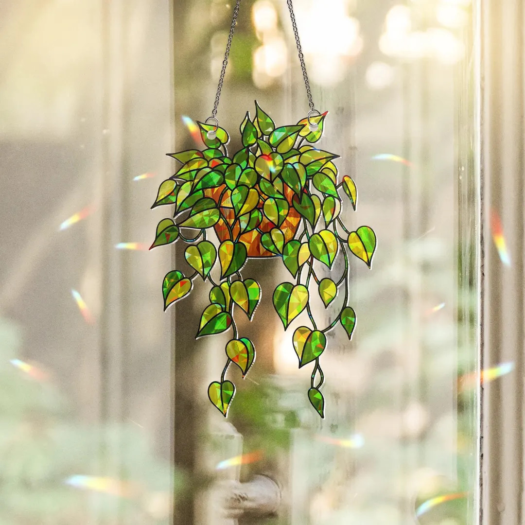 Holographic Pothos Plant Suncatcher: Acrylic Window Decor - Etsy | Etsy (US)