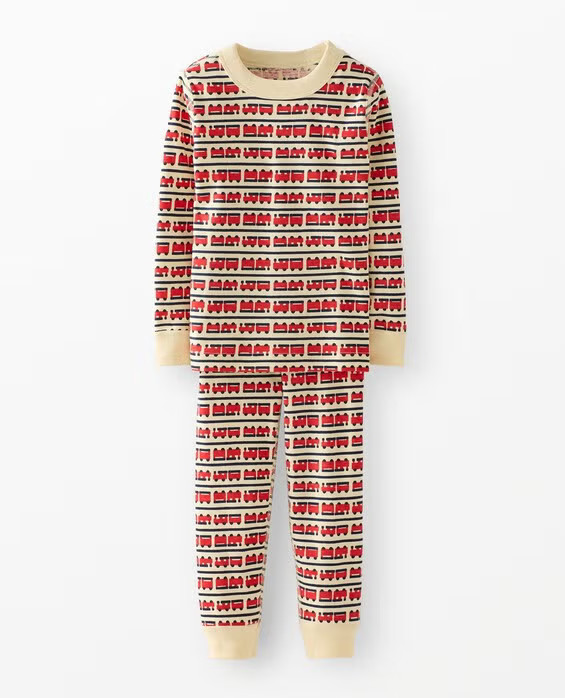 Girls' & Boys' All Aboard Holiday HannaJams™ Pajama Set in 100% Organic Combed Cotton - Size Big Kids 8 by Hanna Andersson | Hanna Andersson
