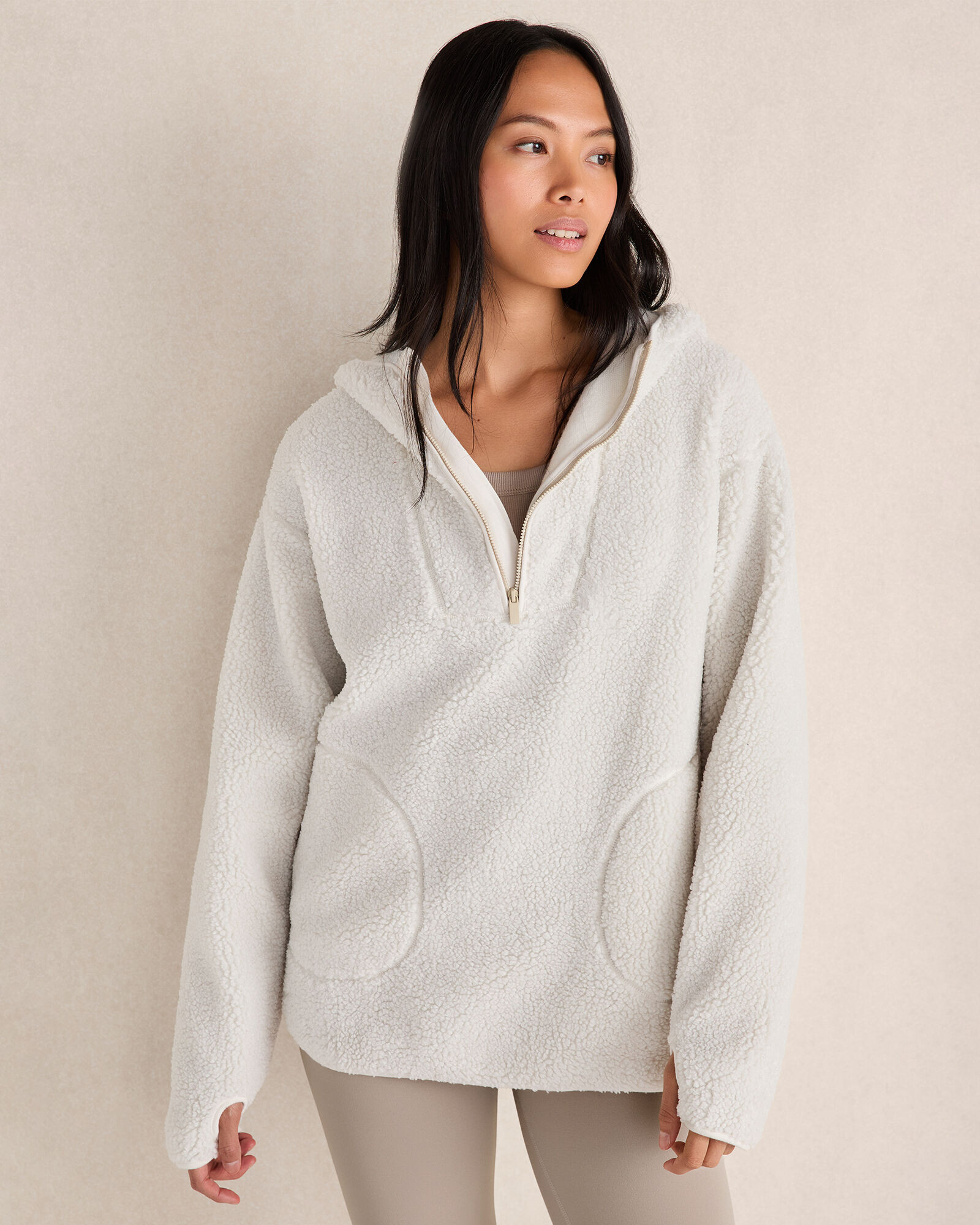 Curly Sherpa Quarter-Zip Hoodie | Haven Well Within