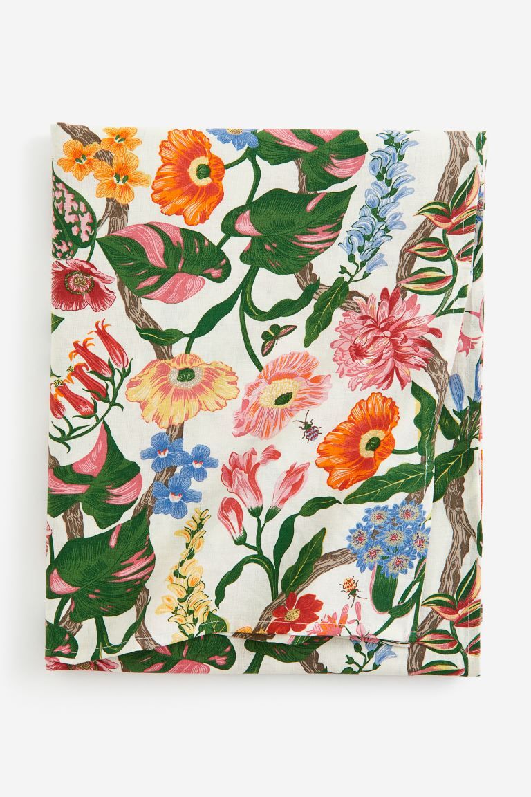 Floral Tablecloth - Natural white/floral - Home All | H&M US | H&M (US + CA)