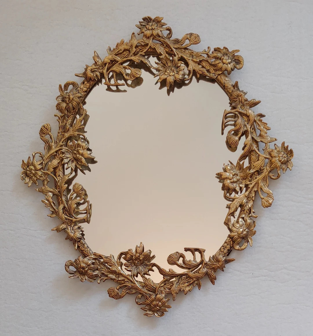 Vintage Brass Floral Framed Mirror - Etsy | Etsy (US)