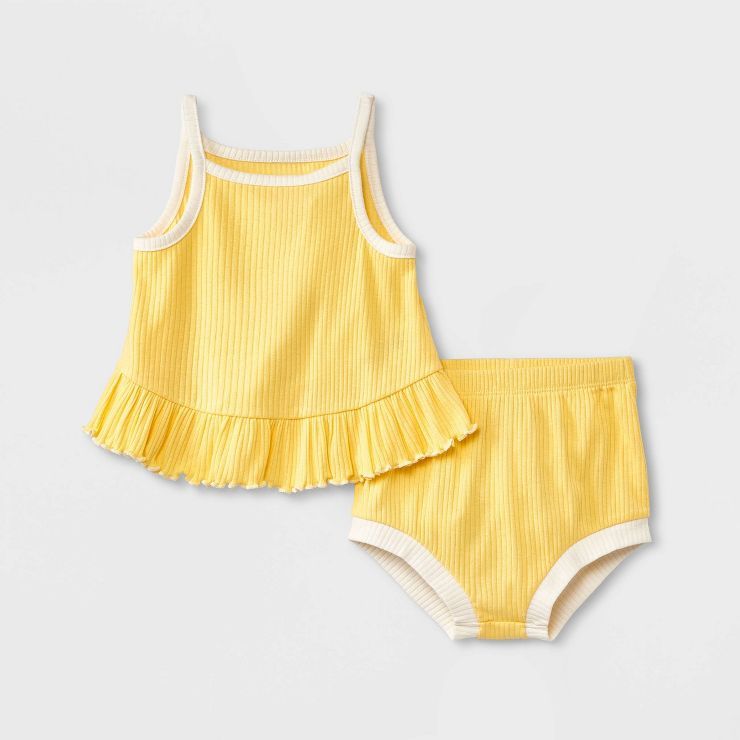 Baby Girls' 2pc Peplum Tank Top & Bottom Set - Cat & Jack™ Yellow | Target