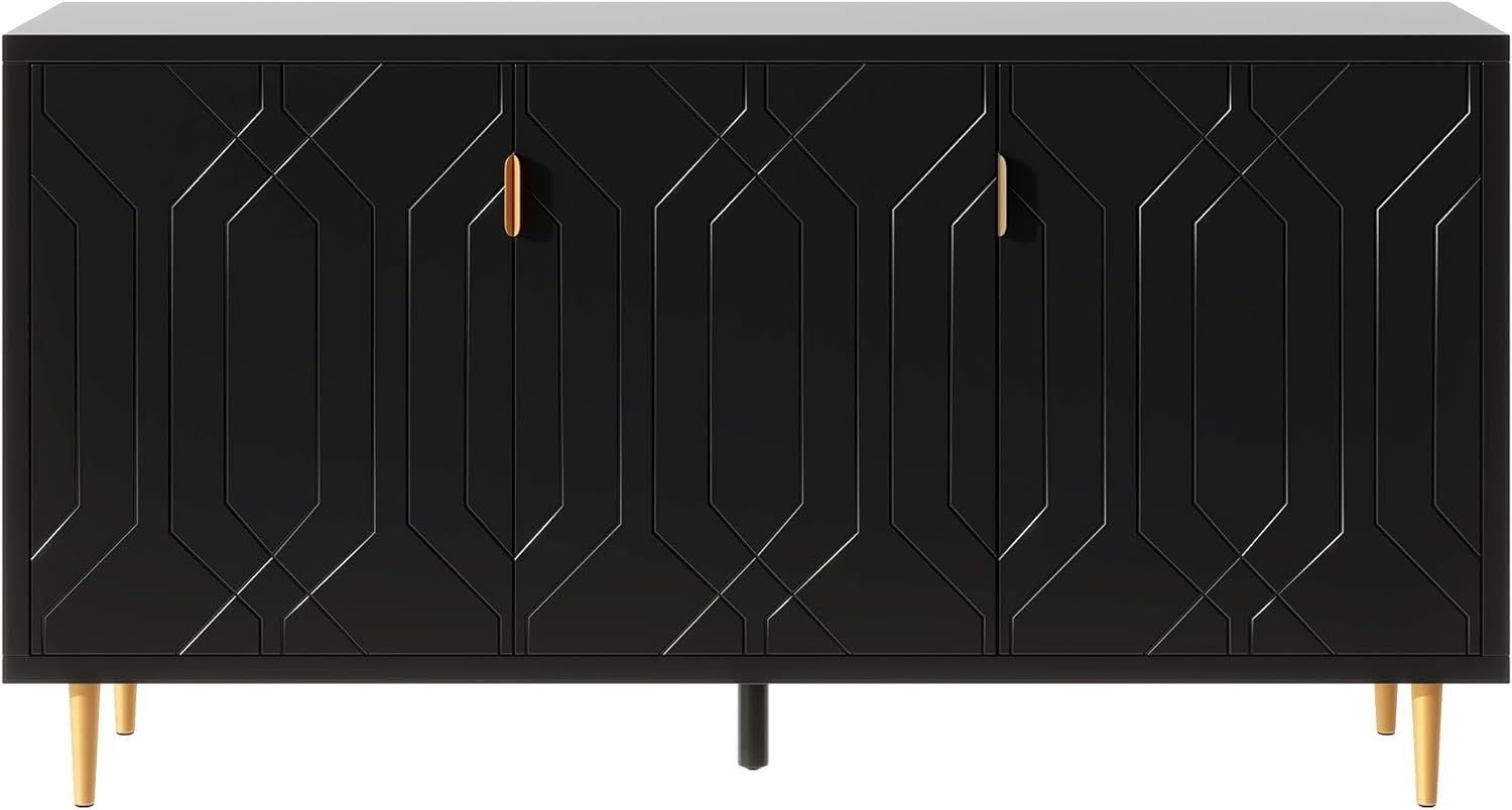 Accent Storage Cabinet Modern Storage Sideboard with Gold Metal Handles and Legs Freestanding Ent... | Amazon (US)