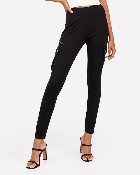 mid rise ponte cargo leggings | Express