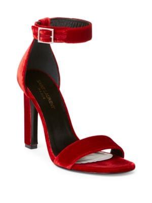 Grace Velvet Ankle-Strap Sandals | Saks Fifth Avenue