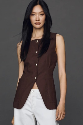 Linen Blend Cutaway Vest Jacket | Anthropologie (US)