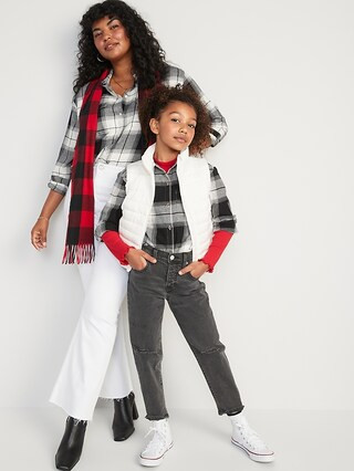 Long-Sleeve Plaid Flannel Boyfriend Tunic Shirt for Women | Old Navy (US)