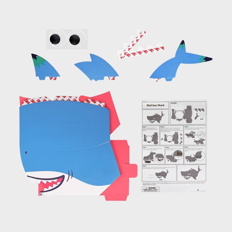 9pc Valentine's Day Shark Mailbox Paper Craft Kit - Spritz™ | Target