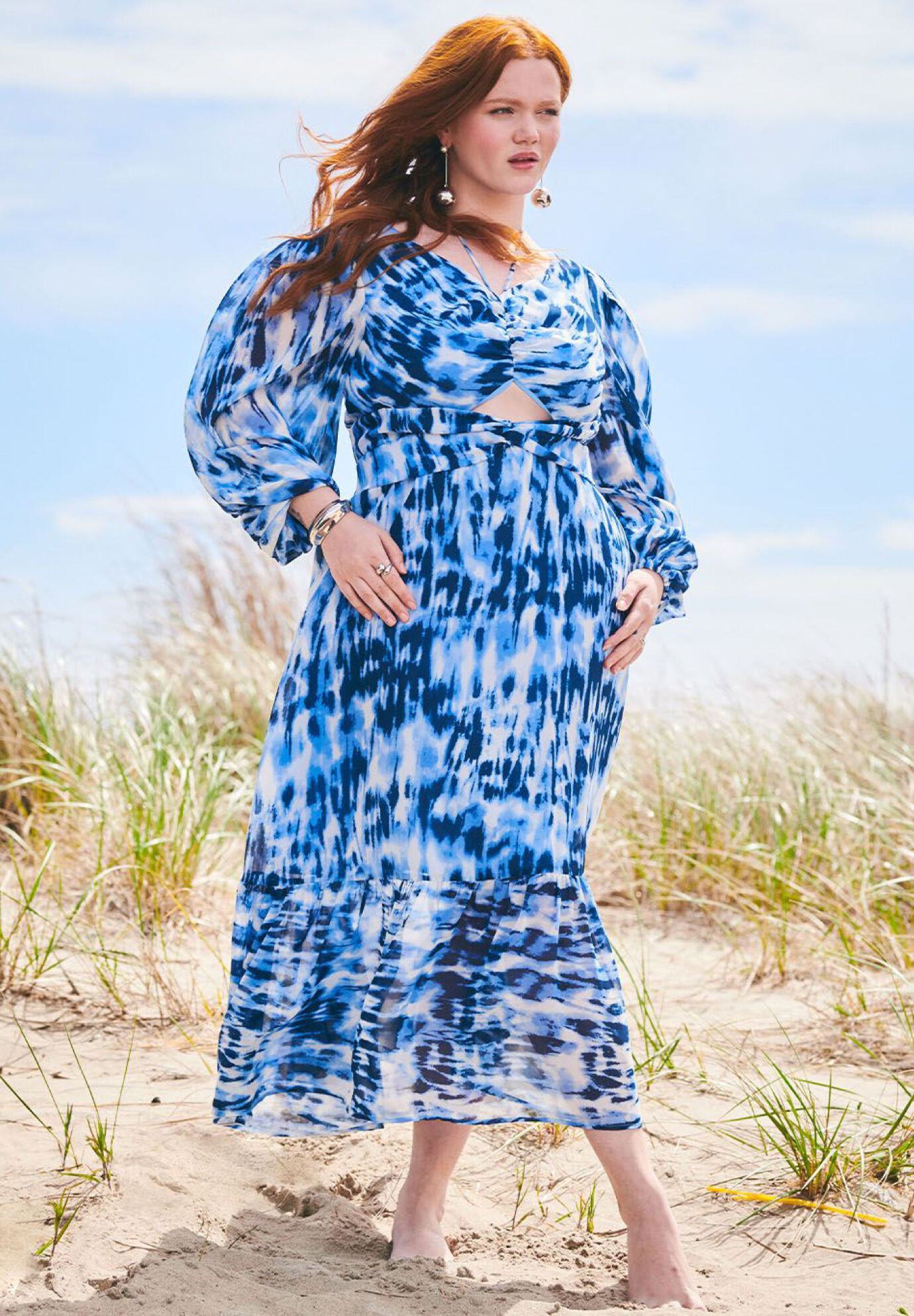 Halter Detail Printed Dress | Eloquii