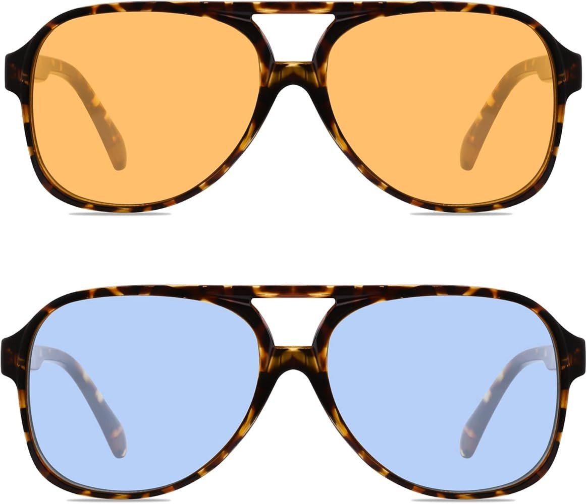 YDAOWKN Classic Vintage Aviator Sunglasses for Women Men Large Frame Retro 70s Sunglasses | Amazon (US)