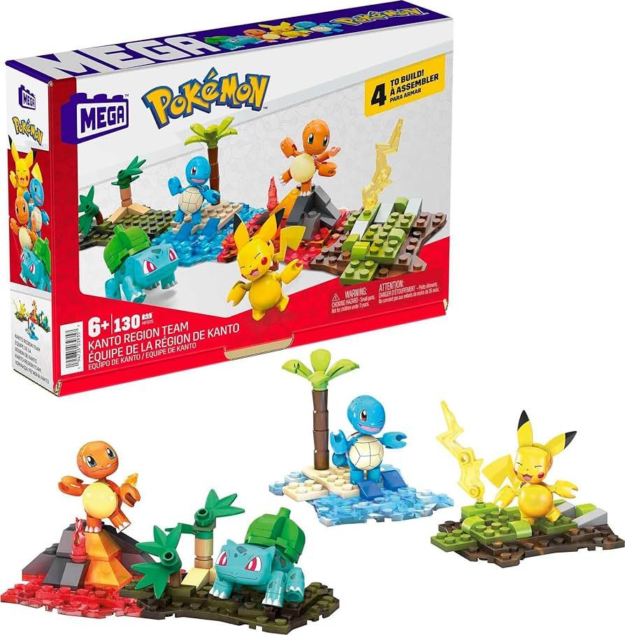 MEGA Pokémon Action Figure Building Toys Set, Kanto Region Team With 130 Pieces, 4 Poseable Char... | Amazon (US)