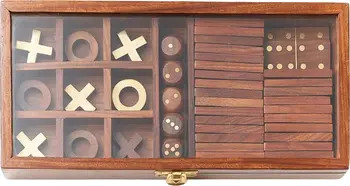 3-in-1 Game Set Dice, Dominoes, Tic Tac Toe - Handcrafted Wood | Nordstrom