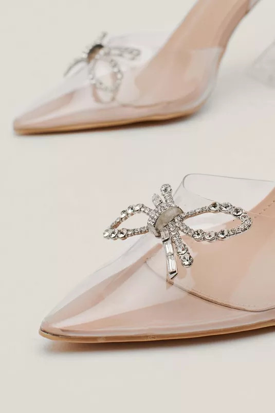 Clear Diamante Bow Heels | Nasty Gal (US)