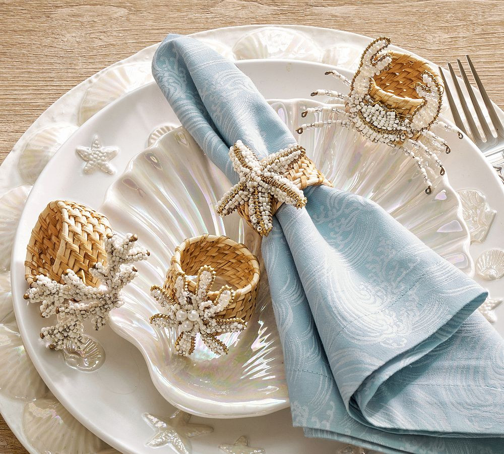 Beaded Coastal Napkin Rings - Mixed Set of 4 | Pottery Barn (US)