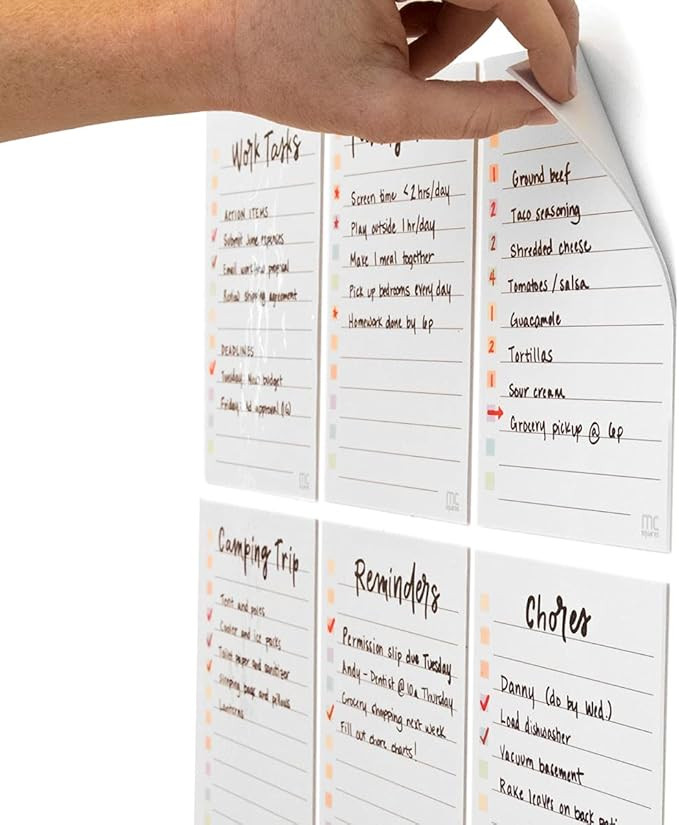 M.C. Squares Reusable Monthly Calendar Whiteboard. Schedule clings to Stainless Steel & Glass (An... | Amazon (US)
