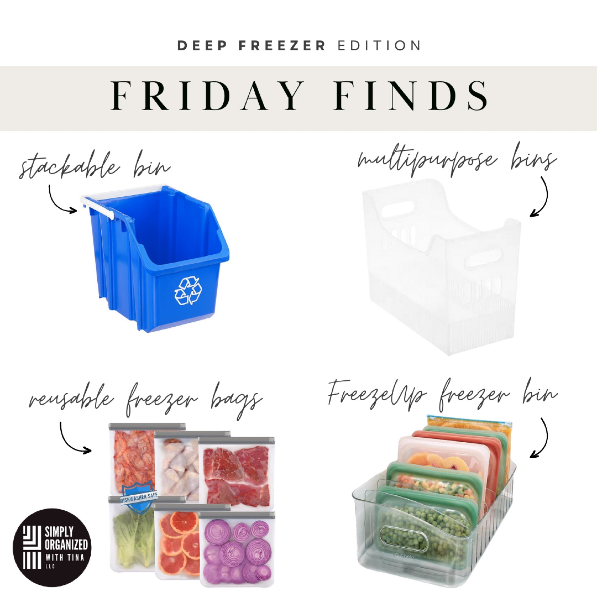 Tired of food expiring in your freezer? ...or not knowing what you have on hand? By using bins to organize your inventory, you can easily provide structure to keep items separate AND make it easy to see exactly what you have of each item from prepped meals to meat. Don't forget labels so you exactly know what everything is and when it expires!

Here are some of our favorite freezer organizational products: 

▪️ Stackable bins- These stackable bins are perfect for deep freezer organization. They can be organized by food type and the handle makes it convenient to organize 

▪️ Reusable freezer bags- Convenient and eco-friendly, these reusable bags are great for storing and freezing leftovers, pre-made meals, or snacks. Writable and washable label makes organization a breeze. 

▪️ Multipurpose bins- These versatile bins create structure to group like items together in your freezer. Organize by type of food (vegetables, fruit, meat, etc.) or date. Can be easily labeled to keep the system in place. 

▪️ FreezeUp freezer organizer - This  divided organizer has sturdy handles to easily move in order to reach items or refill; a low side creates easy access to all items. Six adjustable dividers allow items to be divided by type or expiration date. The clear acrylic design makes it easy to see everything so nothing gets lost in the back. 

#LTKhome #LTKfamily