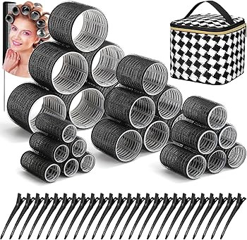 50Pcs Rollers Hair Curlers Self Grip Hair Rollers Set with 24Pcs Hair Rollers in 4 Sizes, 24 Pcs ... | Amazon (US)