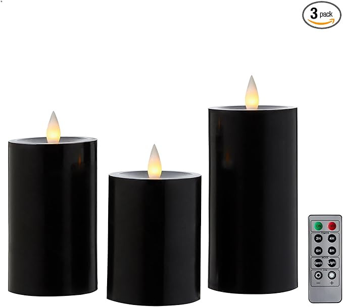 CozierGlow Wax Flameless Pillar Candles Flickering with Remote Timer, 3D Moving Flame Candles Up ... | Amazon (US)