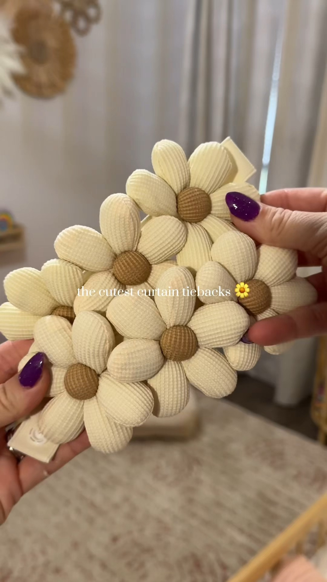 the cutest flower curtain tiebacks 🌼🫶🏻

#LTKKids #LTKHome #LTKFamily